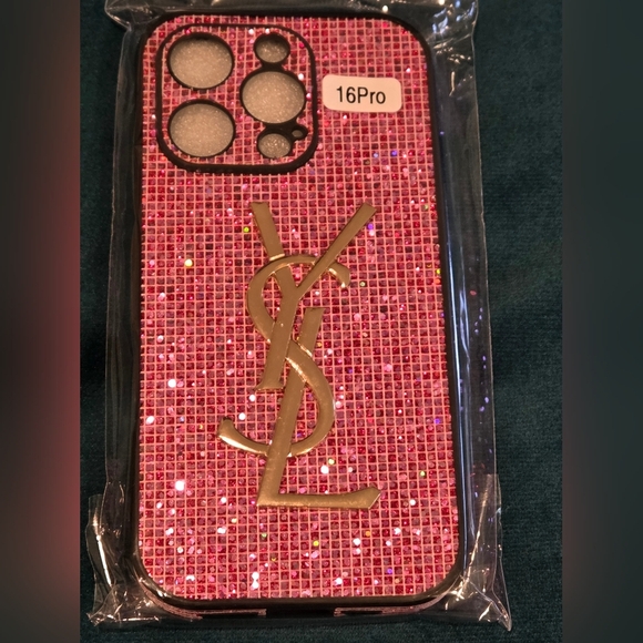 YSL Pink Glitter Blimg Phone Case for I Phome 16 Pro (UNBRANDED) - Picture 2 of 3